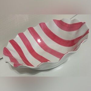 Hobby Lobby Melamine Serving Bowl Pink Stripe 12.5” NEW